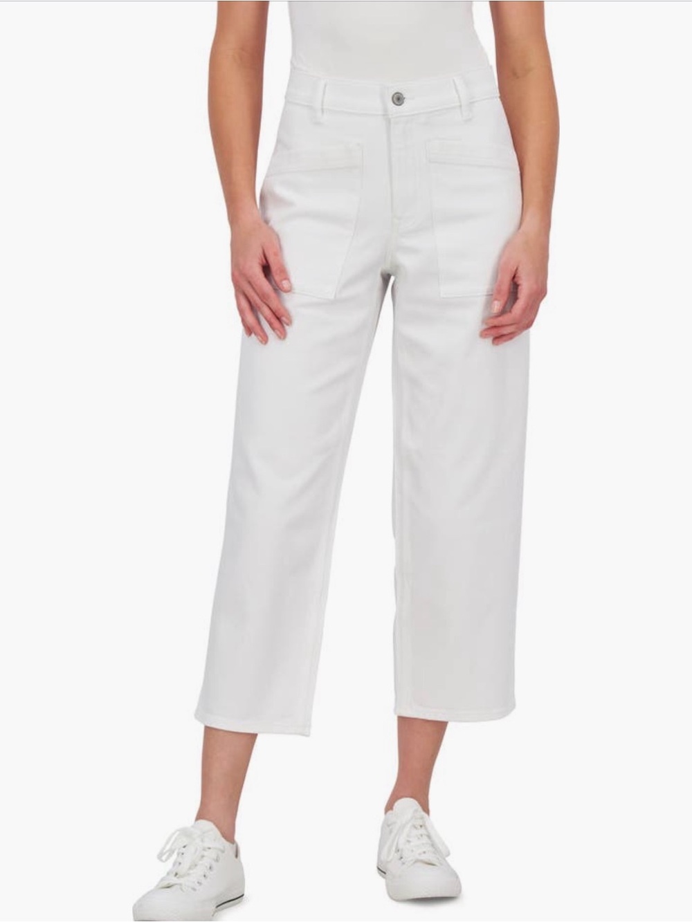 Lucky Brand White High-Rise Wide-Leg Crop Jeans
